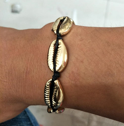 Fashion Gold Color Cowrie Shell Bracelets for Women Balck Rope Chain Charm Bracelet Bohemian Beach Jewelry